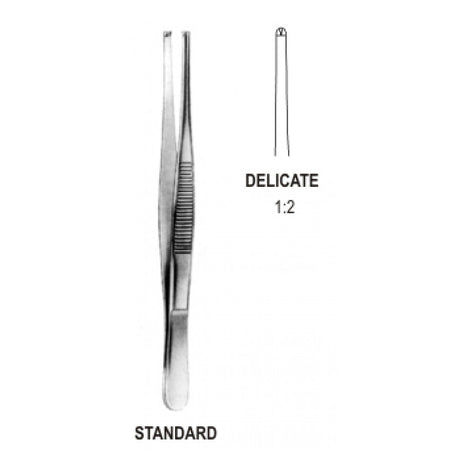 Tissue Forceps Narrow 1x2 Teeth, 14.5cm - Surgix Instruments Medical Stainless Steel Forceps