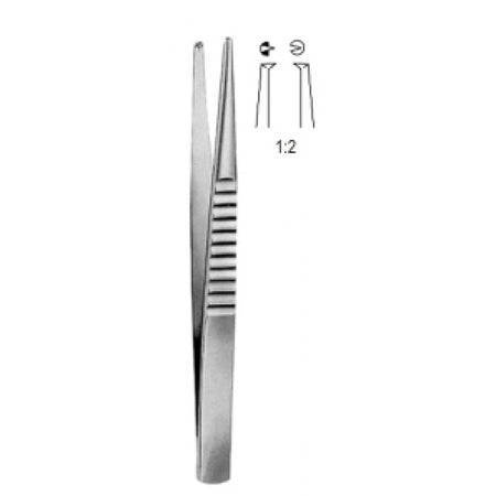 Treves Tissue Forceps (English pat.) 1x2 Teeth, 25cm - Surgix Instruments Medical Stainless Steel Forceps