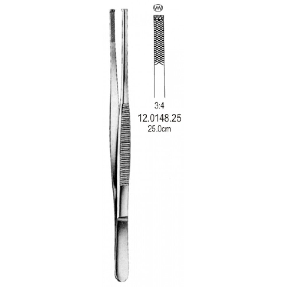 Stille Barraya Tissue Forceps 4x5T, 25cm - Surgix Instruments Medical Stainless Steel Forceps