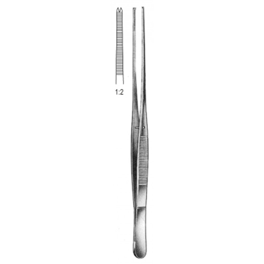 Brophy Tissue Forceps Straight Serrated jaws 1x2 Teeth, 20cm - Surgix Instruments Medical Stainless Steel Forceps