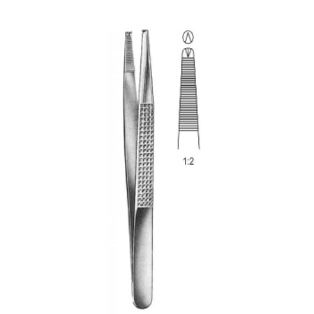 Bonney Tissue Forceps 1x2 Teeth, 18cm - Surgix Instruments Medical Stainless Steel Forceps