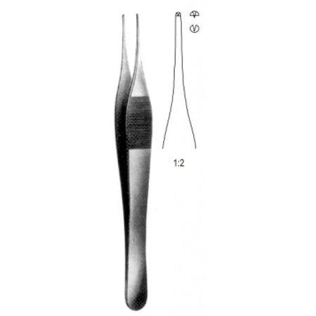 Jafferson Tissue Forceps 1x2 Teeth, 18cm - Surgix Instruments Medical Stainless Steel Forceps