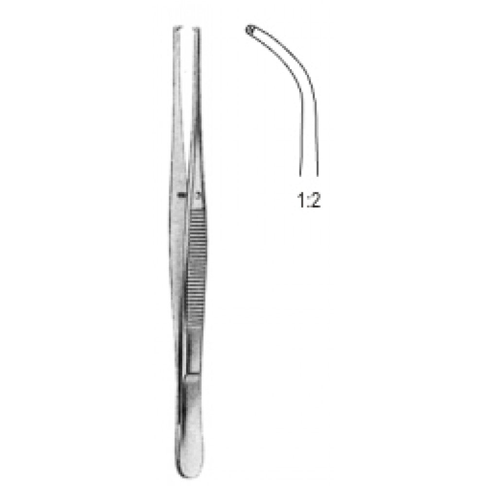 Semken Tissue Forceps 1x2 Teeth Curved 12.5cm - Surgix Instruments Medical Stainless Steel Forceps