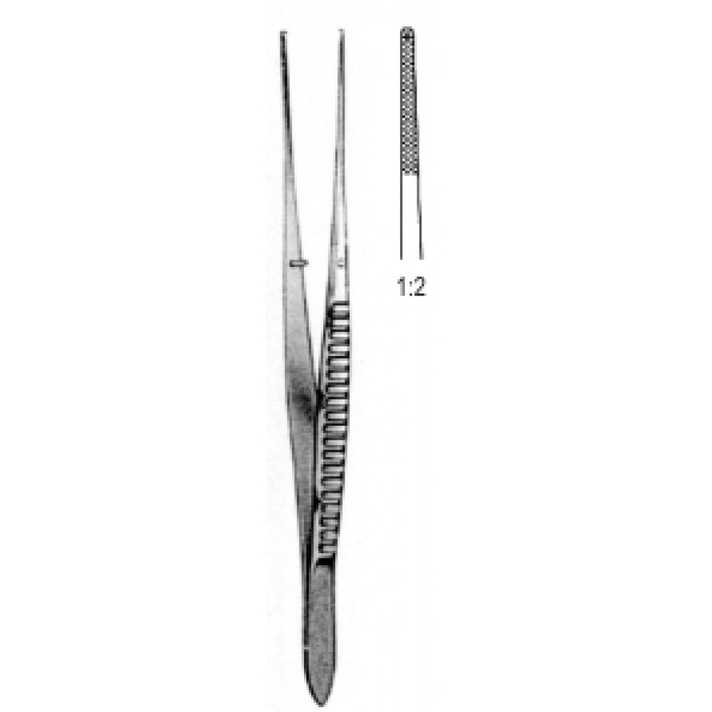 Waugh Tissue Forceps criss cross Serrated 1x2 Teeth 15cm - Surgix Instruments Medical Stainless Steel Forceps