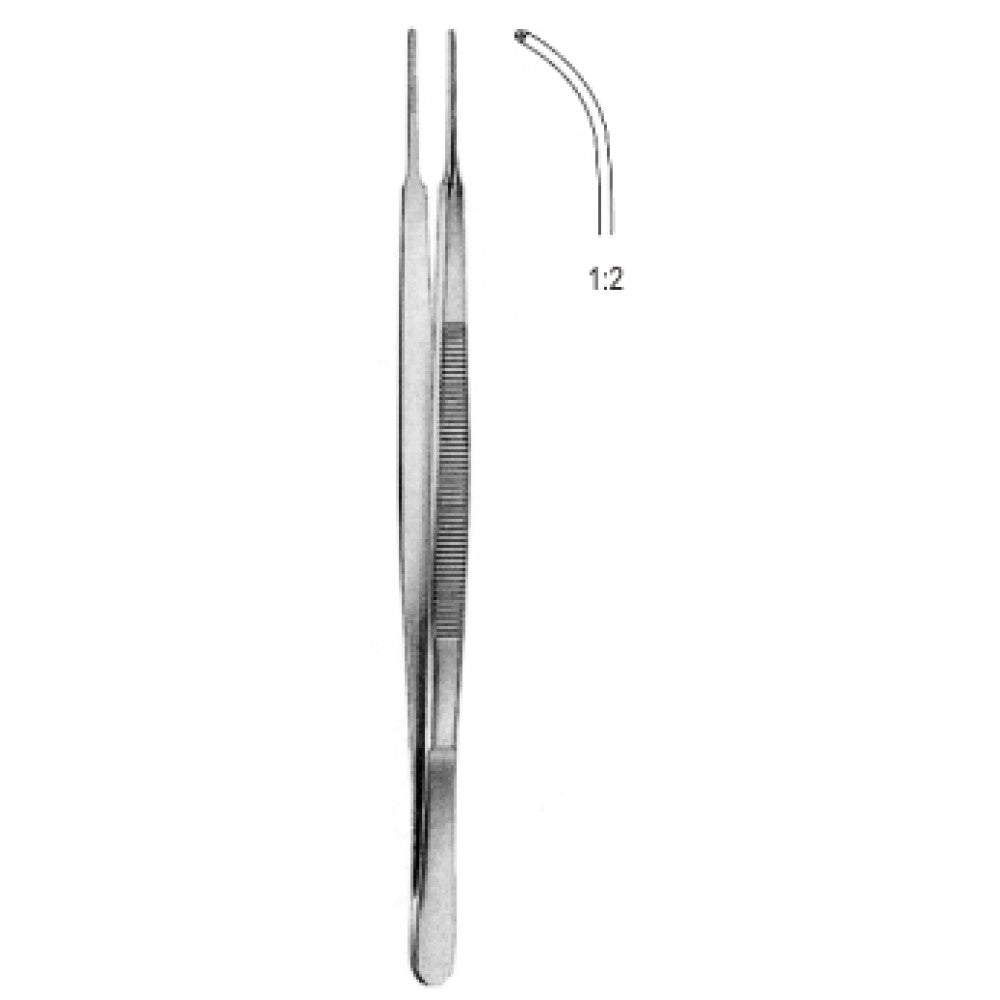 Gerald Tissue Forceps 1x2 Teeth Curved 18cm - Surgix Instruments Medical Stainless Steel Forceps