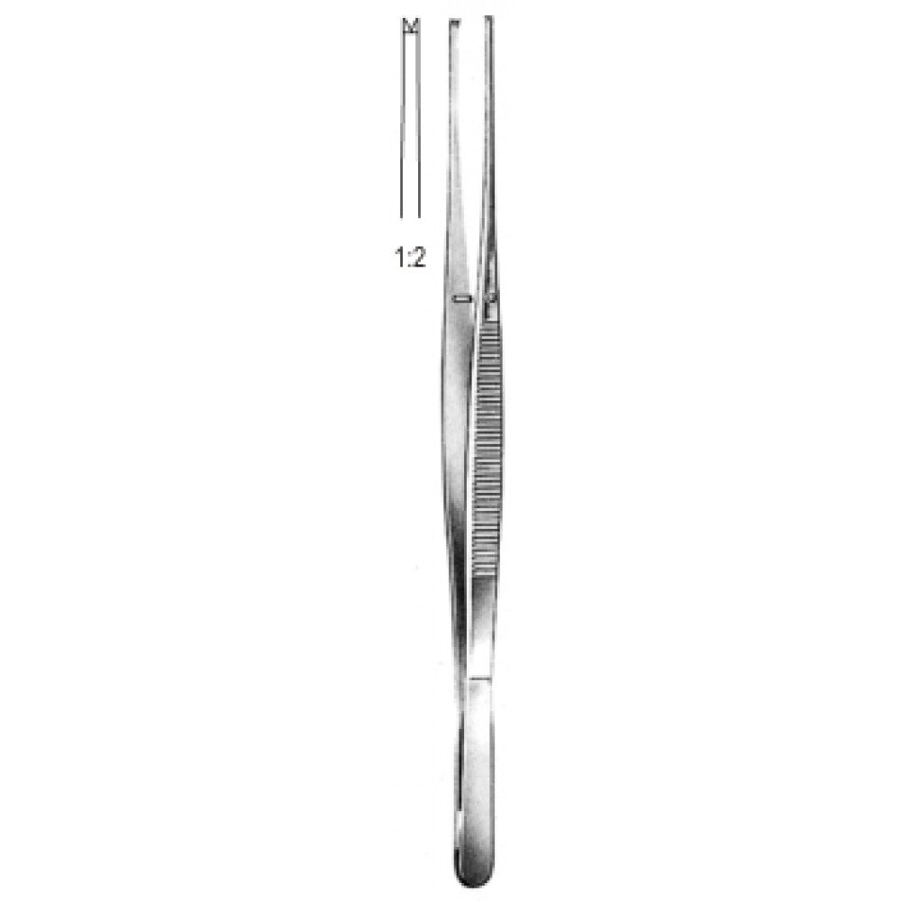 Taylor Tissue Forceps Straight 1x2 Teeth, 17.5cm - Surgix Instruments Medical Stainless Steel Forceps