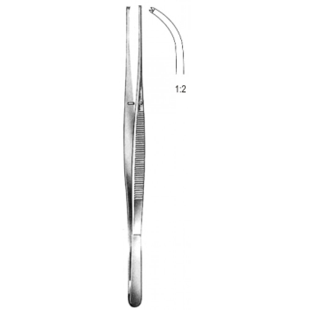 Taylor Tissue Forceps Curved 1x2 Teeth, 17.5cm - Surgix Instruments Medical Stainless Steel Forceps