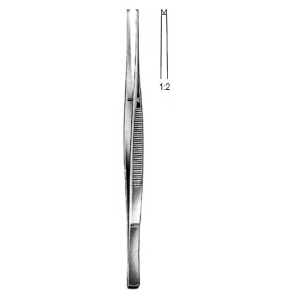Taylor Tissue Forceps Straight 1x2 Teeth with chisel end 17cm - Surgix Instruments Medical Stainless Steel Forceps