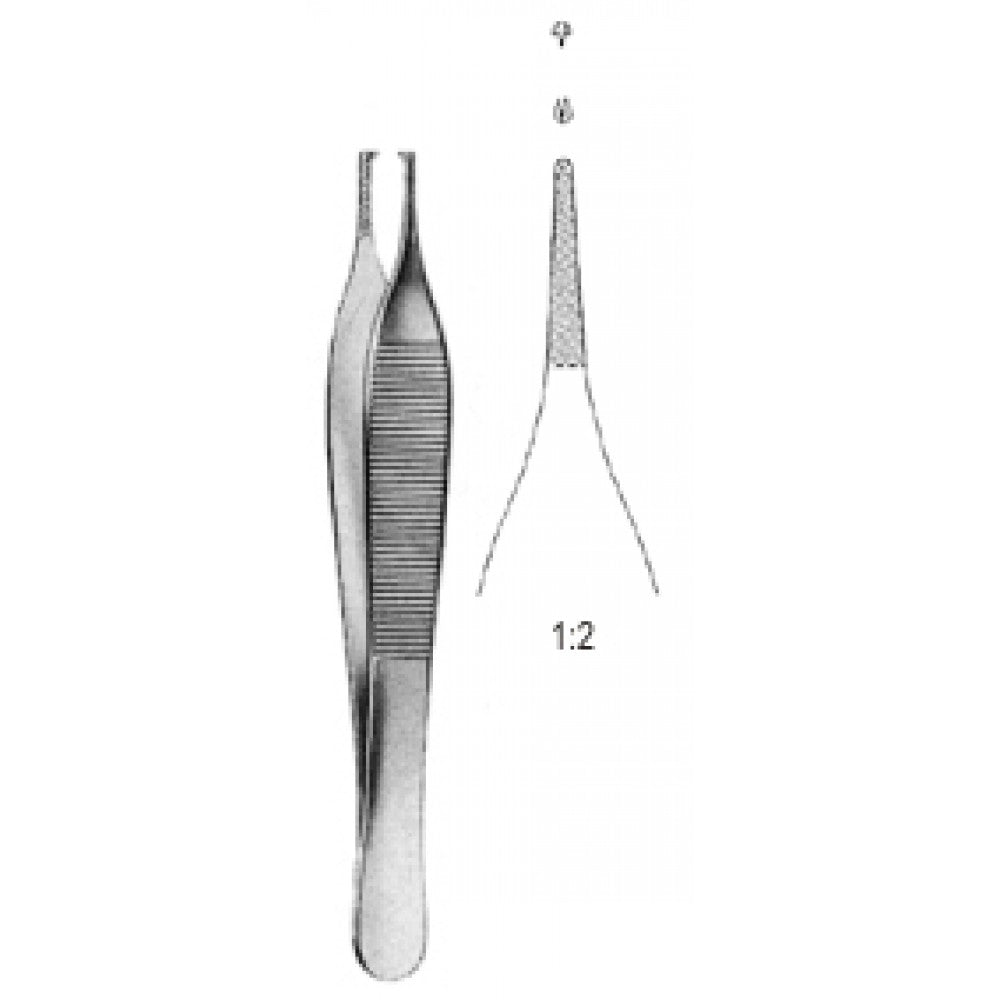 Adson Tissue Forceps 1x2 Teeth, w/ cross Serrated 12cm - Surgix Instruments Medical Stainless Steel Forceps