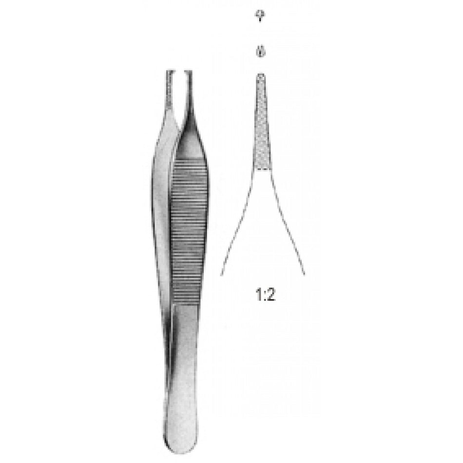 Adson Tissue Forceps 1x2 Teeth, w/ cross Serrated 12cm - Surgix Instruments Medical Stainless Steel Forceps