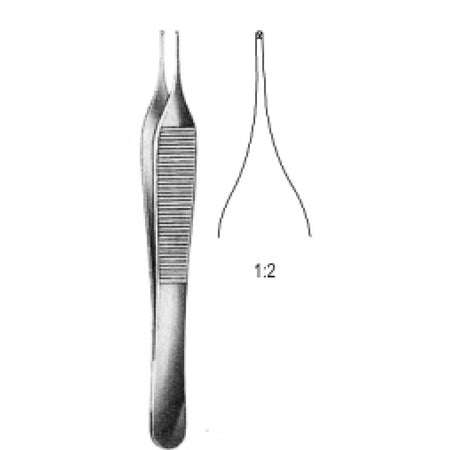 Adson Micro Tissue Forceps 1x2 Teeth 12cm - Surgix Instruments Medical Stainless Steel Forceps