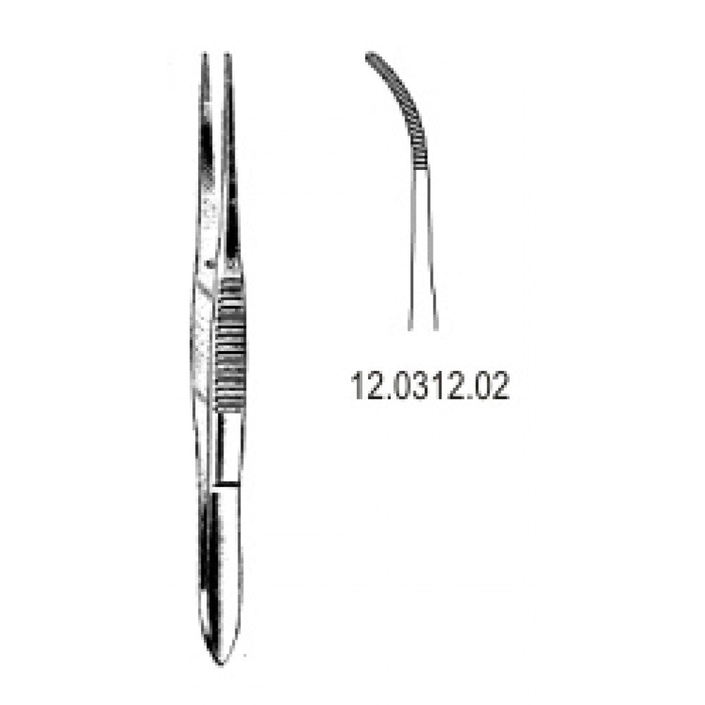 Fine Dressing Forceps Serrated semi Curved 12cm - Surgix Instruments Medical Stainless Steel Forceps