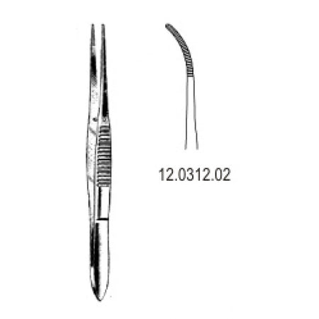 Fine Dressing Forceps Serrated semi Curved 12cm - Surgix Instruments Medical Stainless Steel Forceps