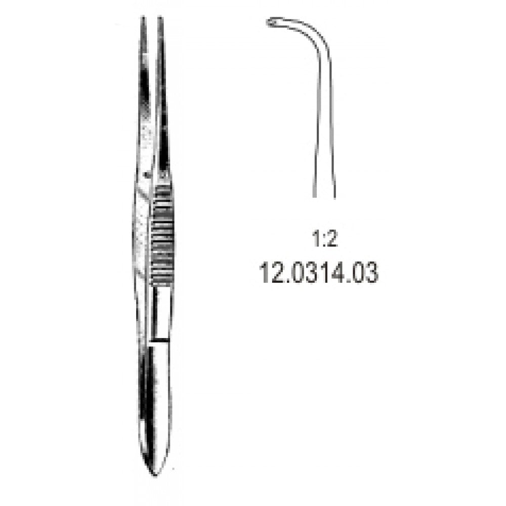 Fine Tissue Forceps 1x2 Teeth Full Curved 12cm - Surgix Instruments Medical Stainless Steel Forceps