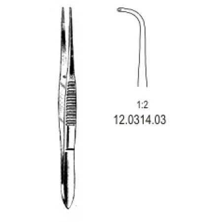 Fine Tissue Forceps 1x2 Teeth Full Curved 12cm - Surgix Instruments Medical Stainless Steel Forceps