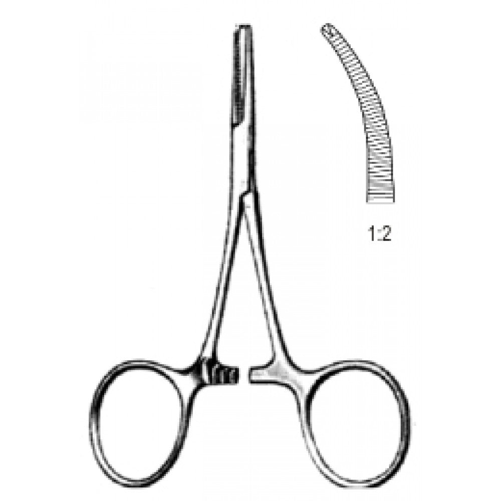 Hartmann Hemstatic Forceps Curved 1x2 Teeth Teeth 10cm - Surgix Instruments Medical Stainless Steel Hemostatic Clamp
