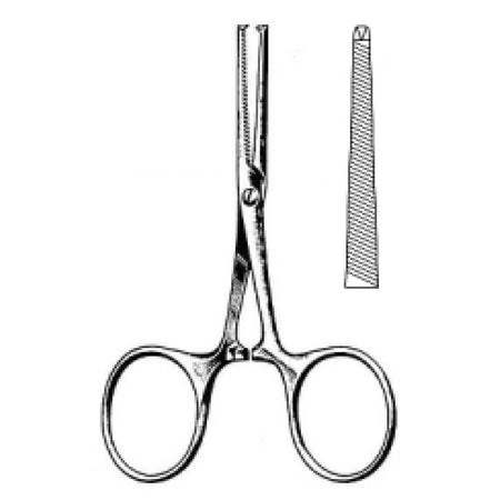 Terrier Hemostatic Forceps 1x2 Teeth Teeth 8.5cm - Surgix Instruments Medical Stainless Steel Hemostatic Clamp