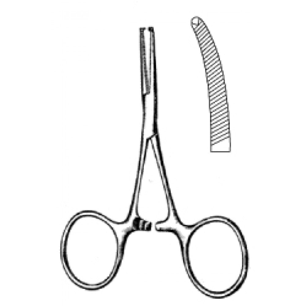 Terrier Artery Forceps Serrated 1x2 Teeth Teeth Curved 9cm - Surgix Instruments Medical Stainless Steel Hemostatic Clamp