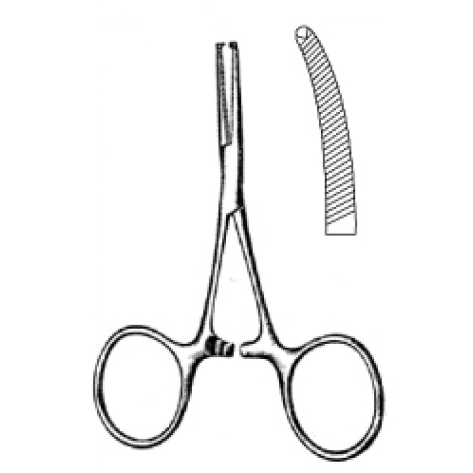 Terrier Artery Forceps Serrated 1x2 Teeth Teeth Curved 9cm - Surgix Instruments Medical Stainless Steel Hemostatic Clamp