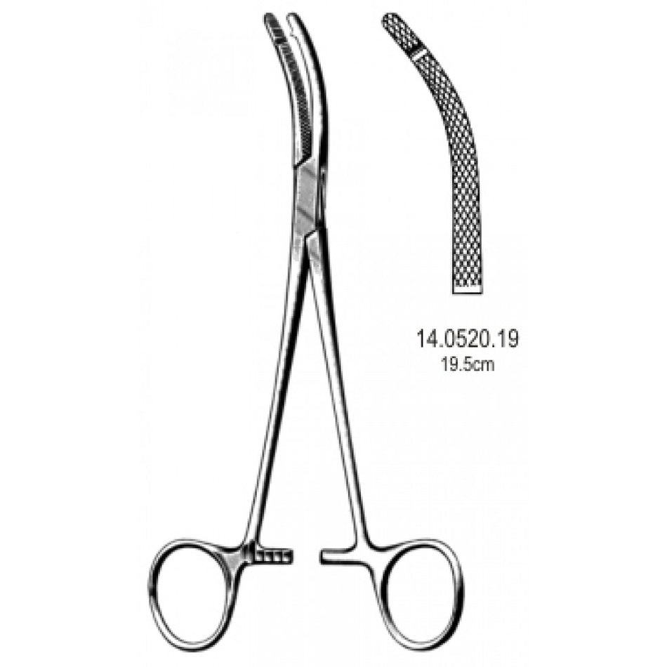 Heaney Hystrectomy Forceps Curved 1x1T, 19.5cm - Surgix Instruments Medical Stainless Steel Hemostatic Clamp