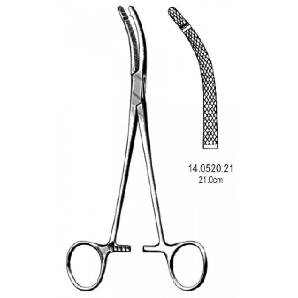 Heaney Hystrectomy Forceps 1x1T Curved 21cm - Surgix Instruments Medical Stainless Steel Hemostatic Clamp