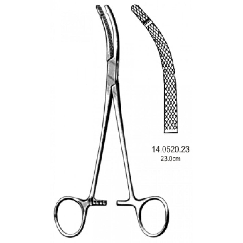 Heaney Hystrectomy Forceps Curved 1x1T, 23cm - Surgix Instruments Medical Stainless Steel Hemostatic Clamp