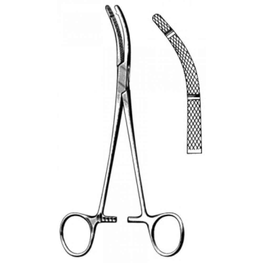 Heaney Hystrectomy Forceps Curved 2x2T, 23cm - Surgix Instruments Medical Stainless Steel Hemostatic Clamp