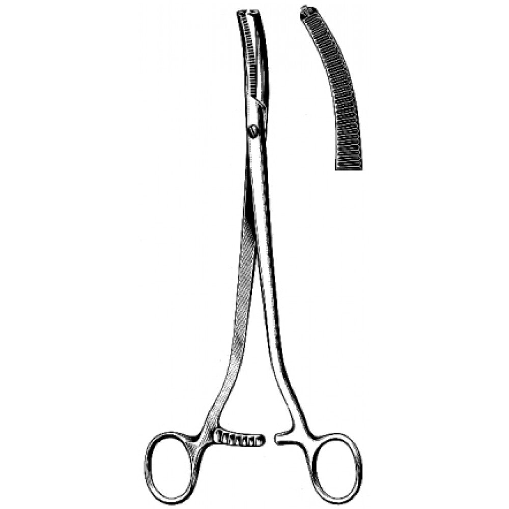Wertheim Hystrectomy Forceps Curved 1x2 Teeth Teeth 23cm - Surgix Instruments Medical Stainless Steel Hemostatic Clamp