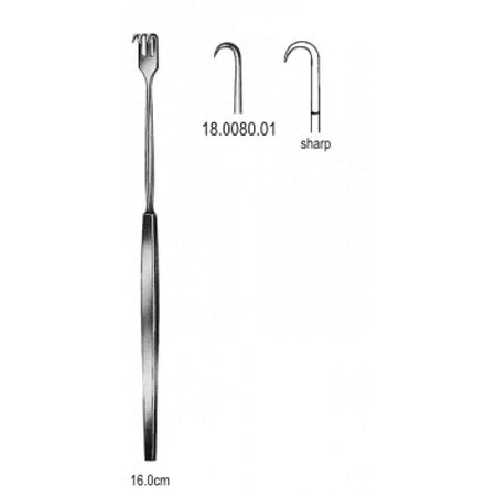 Hook Retractor sharp 1pr. 16cm - Surgix Instruments