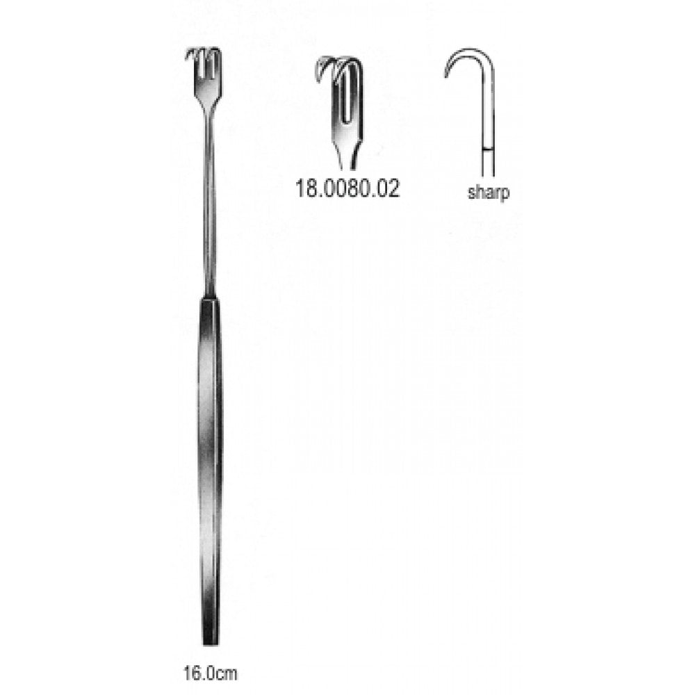 Hook Retractor sharp 2pr. 16cm - Surgix Instruments