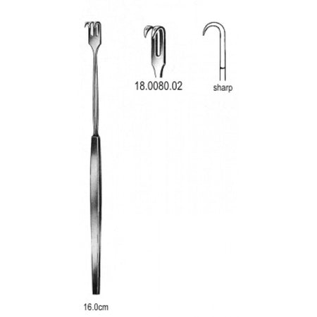 Hook Retractor sharp 2pr. 16cm - Surgix Instruments