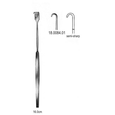 Hook Retractor semi sharp 1pr. 16cm - Surgix Instruments