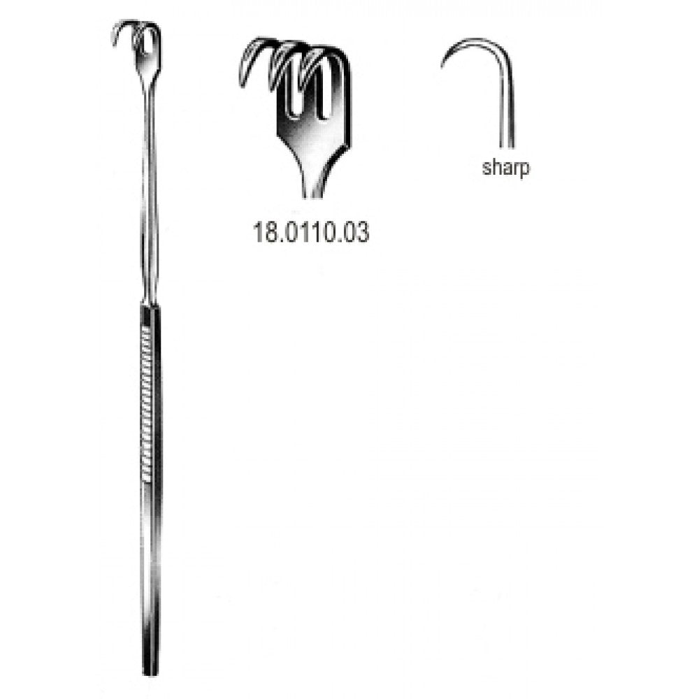 Retractor Tracheal sharp 3pr. 16cm - Surgix Instruments