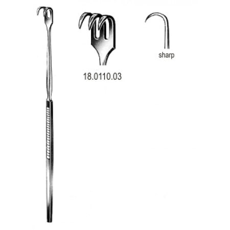 Retractor Tracheal sharp 3pr. 16cm - Surgix Instruments