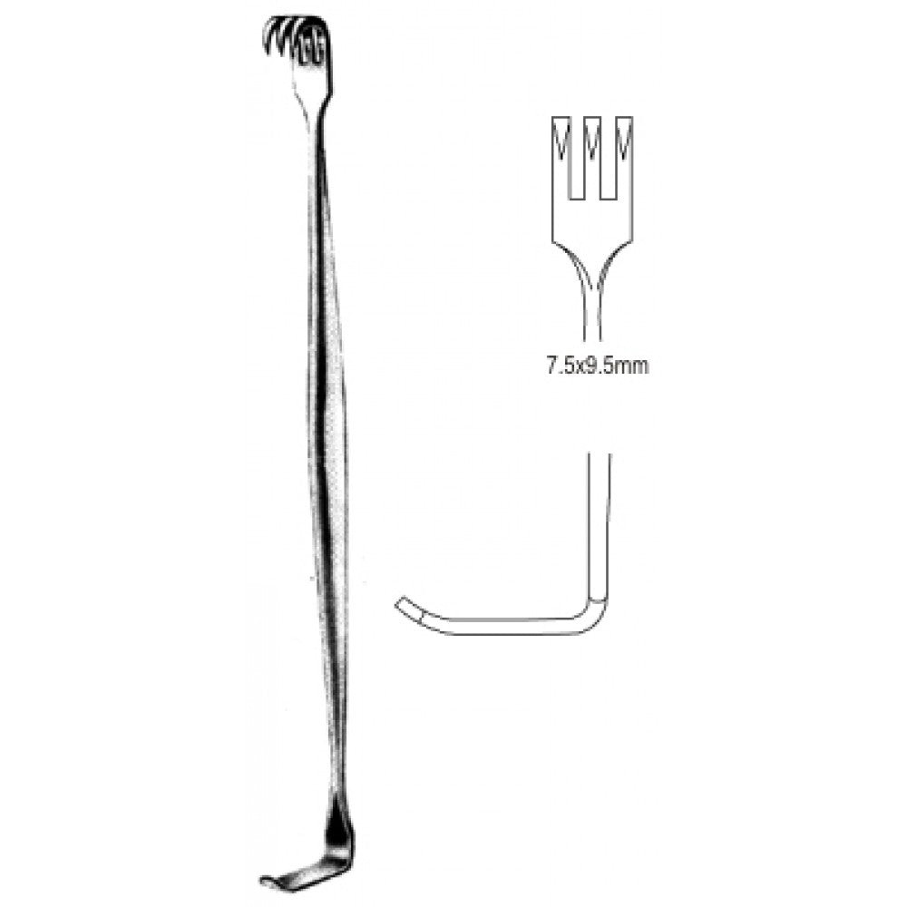 Mathieu Retractor Double-Ended Sharp 3pr. 7.5x9.5mm, 16cm - Surgix Instruments