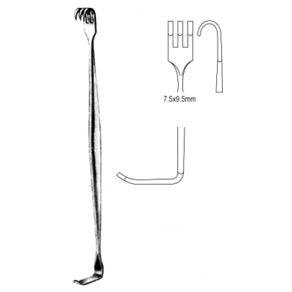 Mathieu Retractor Double-Ended Blunt 3pr. 7.5x9.5mm, 16cm - Surgix Instruments