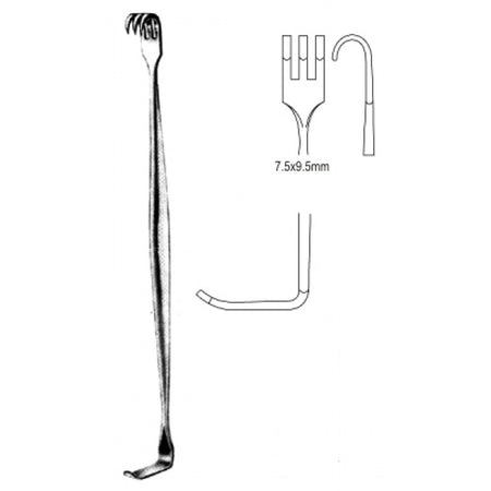 Mathieu Retractor Double-Ended Blunt 3pr. 7.5x9.5mm, 16cm - Surgix Instruments