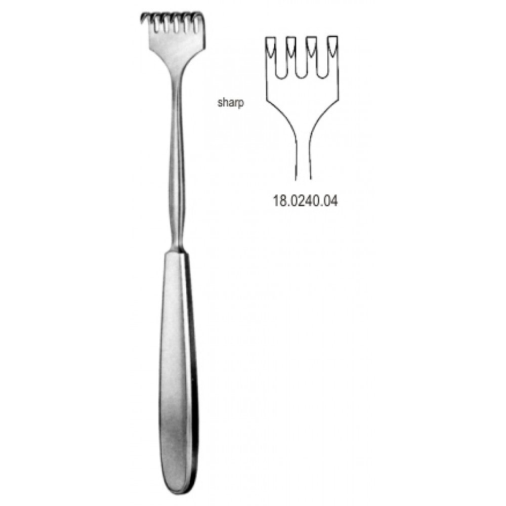 Volkmann Retractor 4 prong sharp 23cm - Surgix Instruments