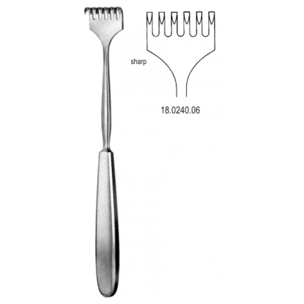 Volkmann Retractor 6 prong sharp 23cm - Surgix Instruments