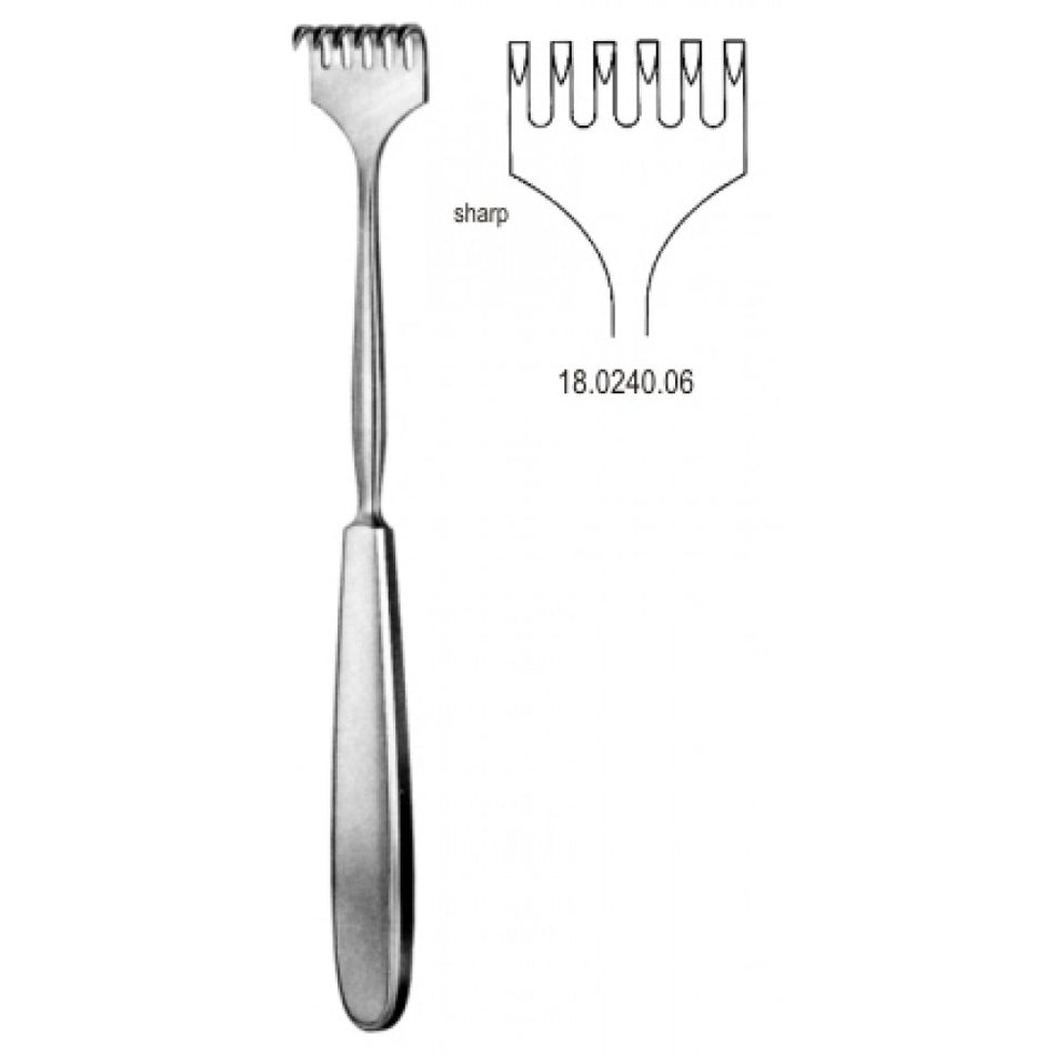 Volkmann Retractor 6 prong sharp 23cm - Surgix Instruments