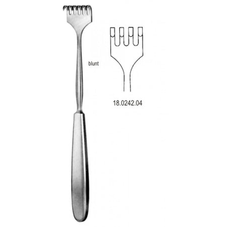 Volkmann Retractor 4.prong blunt 23cm - Surgix Instruments
