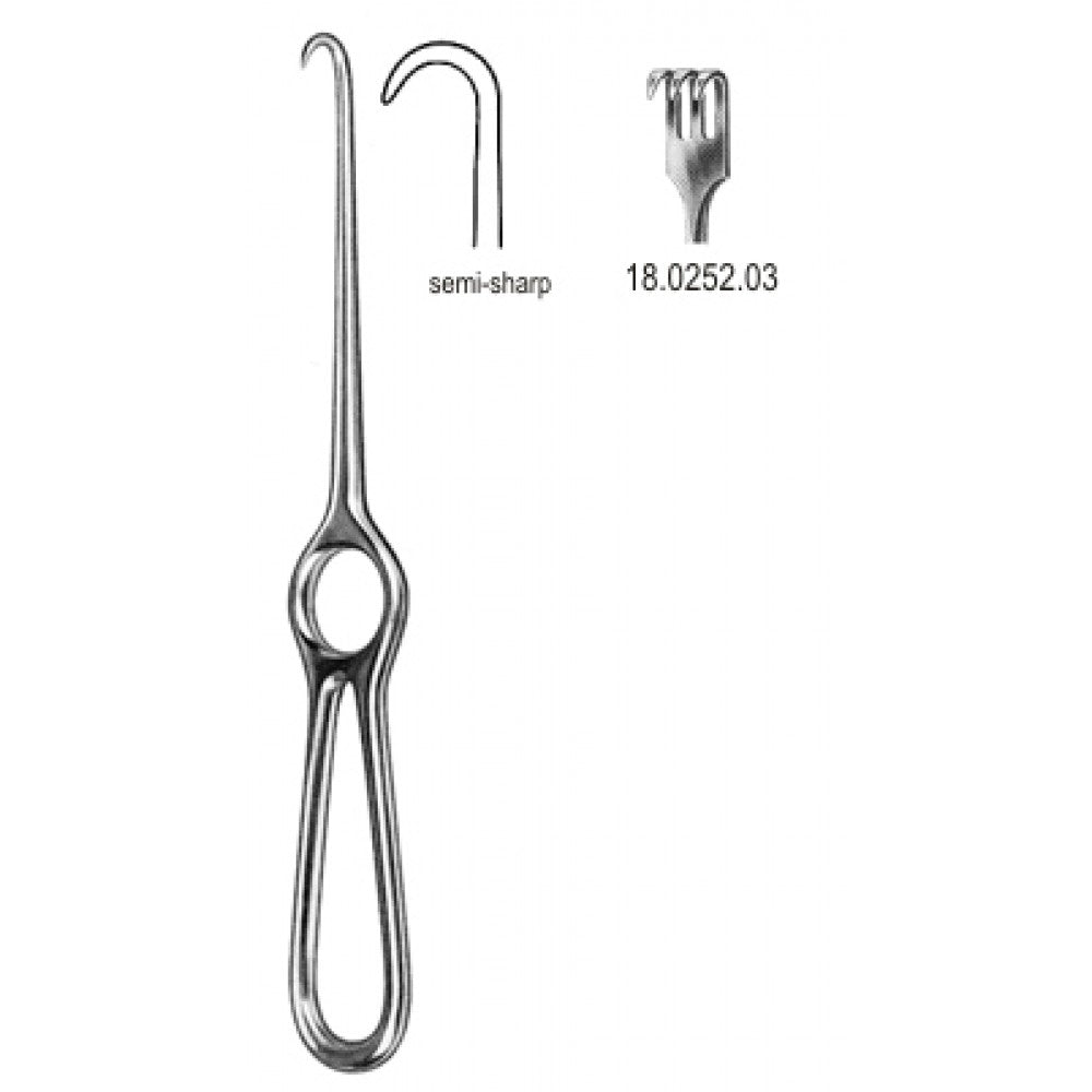Volkmann Retractor 3.prong semi sharp 21.5cm - Surgix Instruments