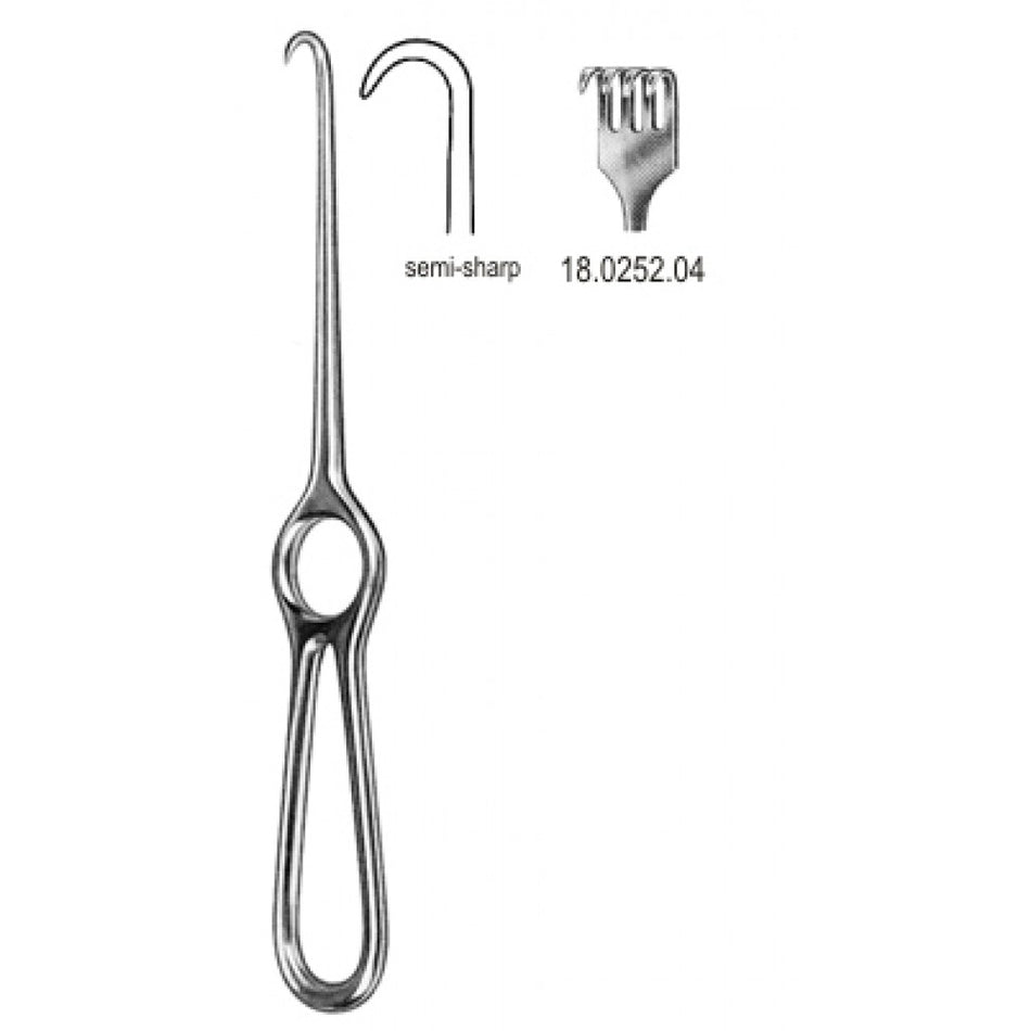 Volkmann Retractor 4.prong semi sharp 21.5cm - Surgix Instruments