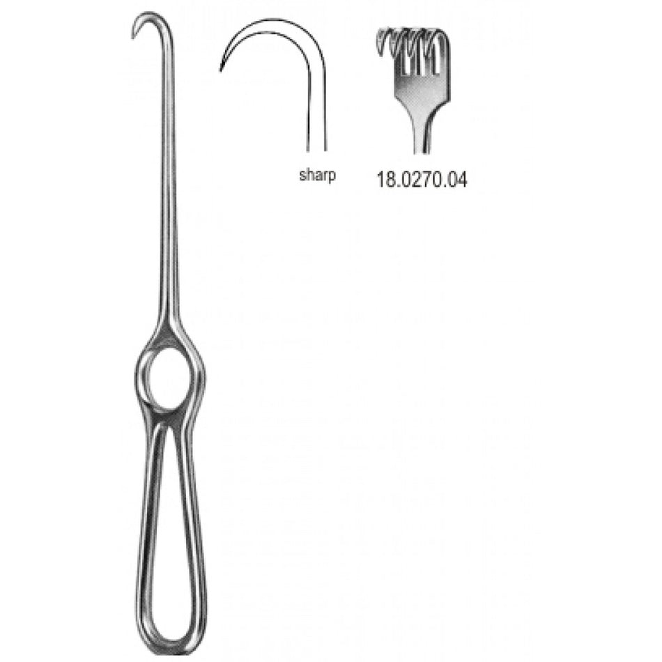 Kocher Retractor 4pr. sharp 22cm - Surgix Instruments
