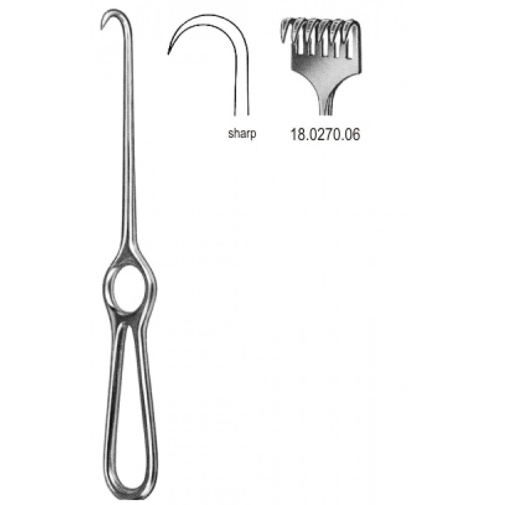 Kocher Retractor 6pr. sharp 22cm - Surgix Instruments