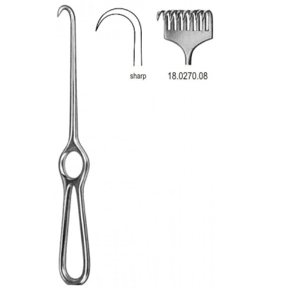Kocher Retractor 8pr. sharp 22cm - Surgix Instruments