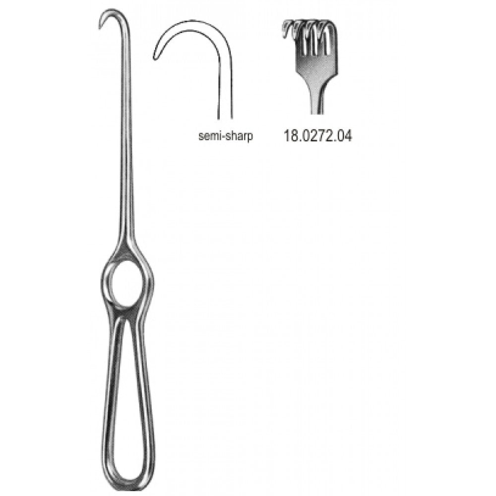 Kocher Retractor 4pr. semi sharp 22cm - Surgix Instruments