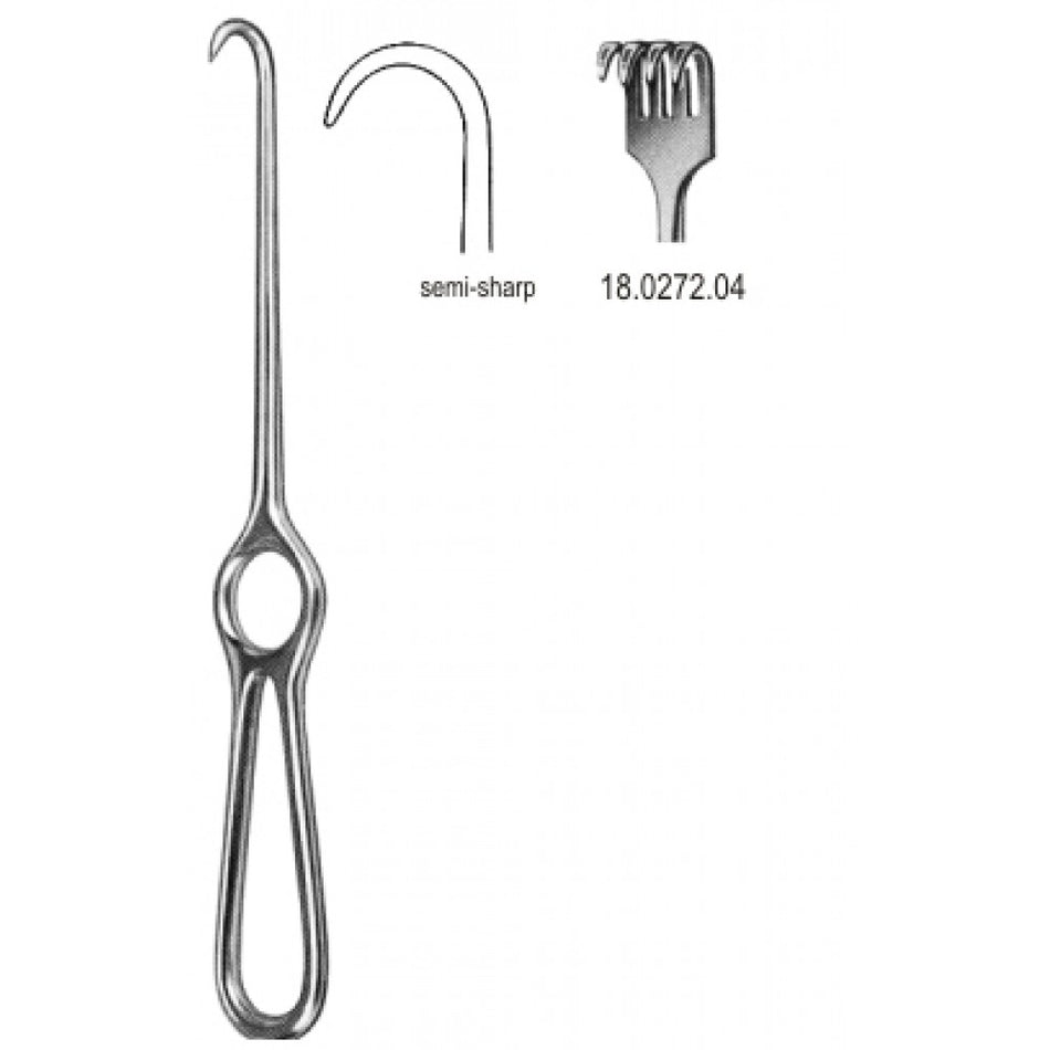Kocher Retractor 4pr. semi sharp 22cm - Surgix Instruments