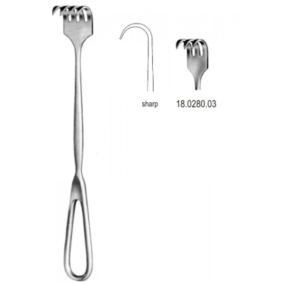 Volkmann Retractor 3pr. sharp 22cm - Surgix Instruments