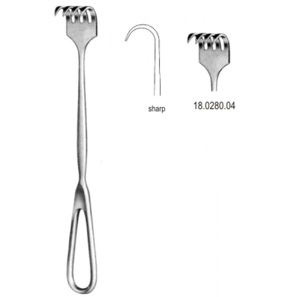 Volkmann Retractor 4pr. sharp 22cm - Surgix Instruments